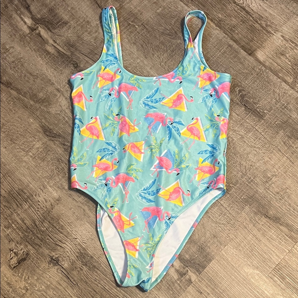 Chubbies Tropical Flamingo One Piece - Light Blue and Pink